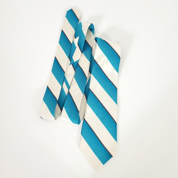 Express Blue Striped Silk Tie - Picture 1 of 6